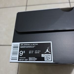 Jordan Air Jordan 14 Retro Black White University Blue Box Label